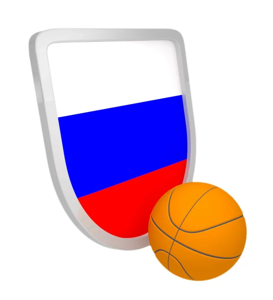 孤立的俄罗斯盾牌篮球 — 图库照片