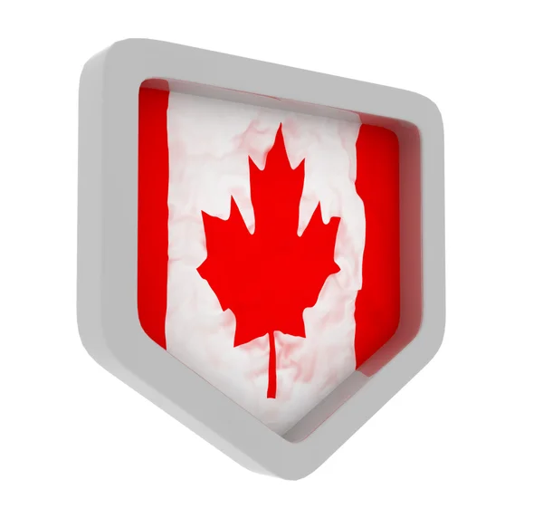Ασπίδα με τον Καναδά σημαίας απομονώνονται — Φωτογραφία Αρχείου