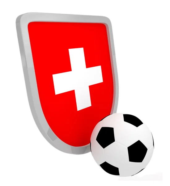 孤立的瑞士盾牌足球 — 图库照片