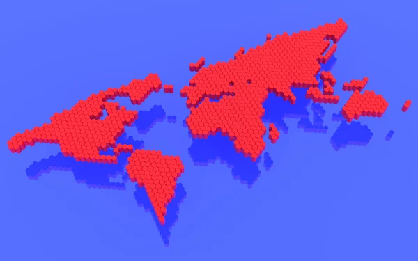 Die Karte der roten Polygone — Stockfoto