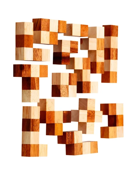 Puzzle das barras de madeira — Fotografia de Stock
