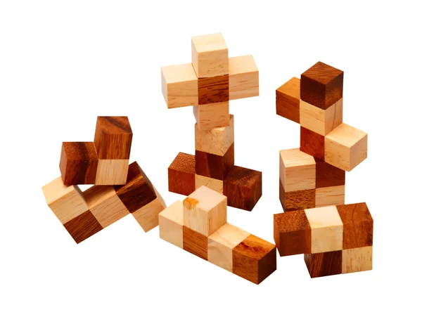 Puzzle drewniane słupki — Zdjęcie stockowe