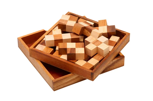 Puzzle drewniane słupki — Zdjęcie stockowe