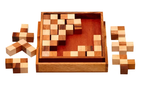 Puzzel van de houten balken — Stockfoto