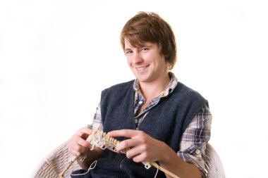 Knitting man craft knit clipart