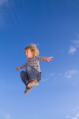 Jumping freedom child clipart