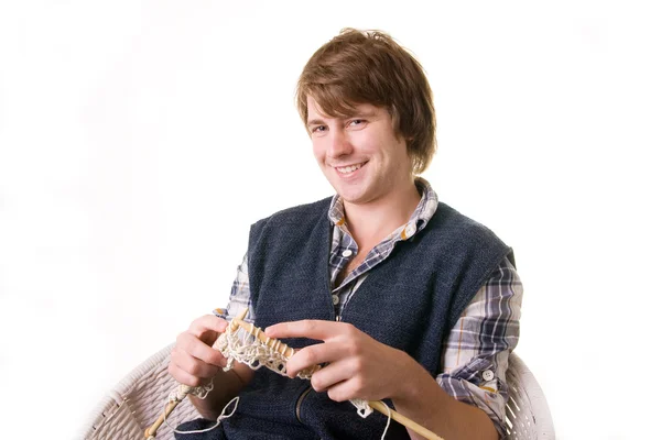 Knitting man craft knit — Stock Photo, Image