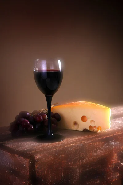 Kaas wijn druiven maaltijd — Stockfoto