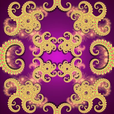 Octopus fractal chinese pattern clipart