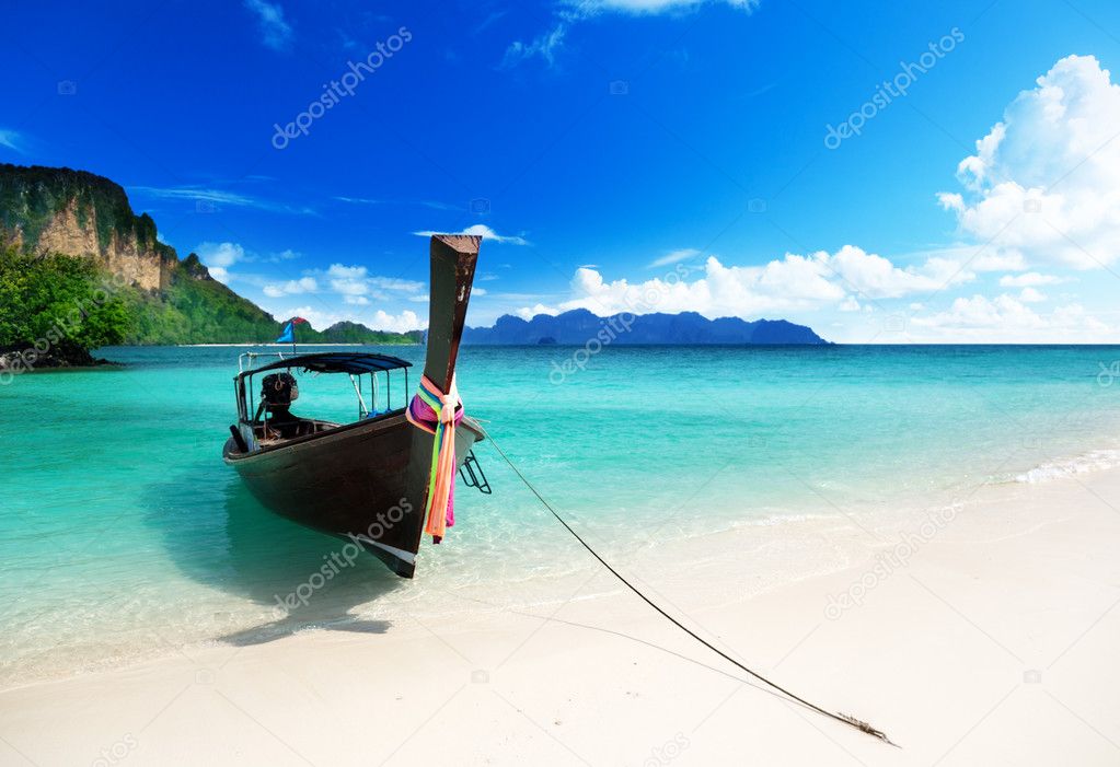 Long boat and poda island in Thailand