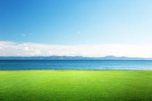 푸른 잔디와 카리브 해 — 스톡 사진