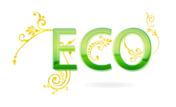 Eco σημάδι πράσινο και χρυσό χρώμα — Διανυσματικό Αρχείο