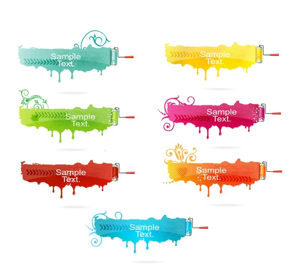Grunge fırça seti renkli — Stok Vektör