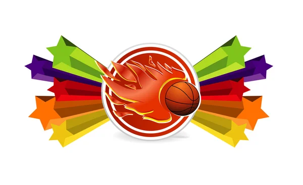 Sport basket et feu ballon signe — Image vectorielle