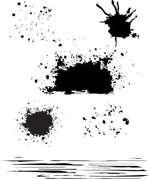 Grunge blot set black color isolated — Stock Vector