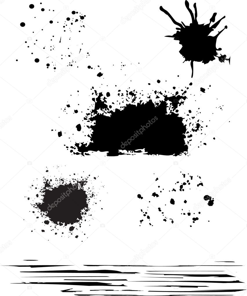 Grunge blot set black color isolated