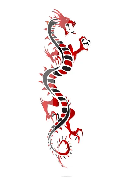 Één Azië dragon tattoo geïsoleerd — Stockvector
