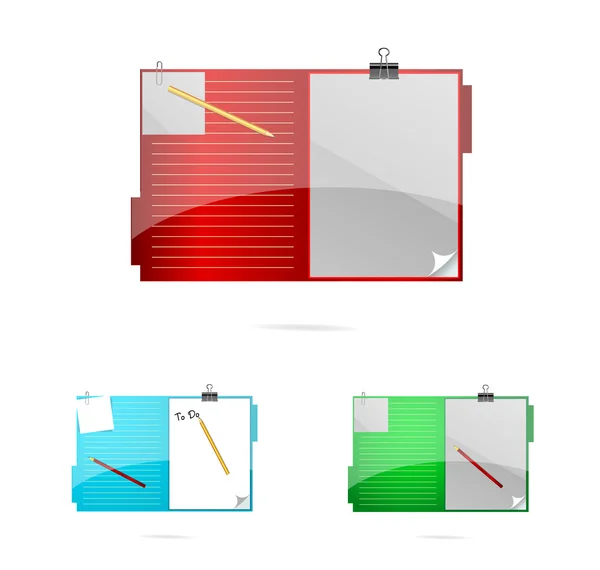 Gekleurde en glas office mappen instellen — Stockvector