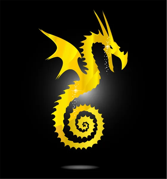 Magic gold asie dragon isolé — Image vectorielle