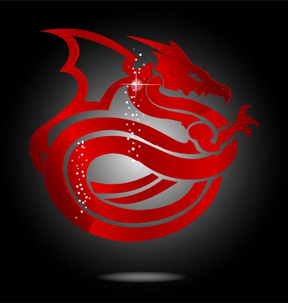 Волшебный и стеклянный красный знак дракона — стоковый вектор