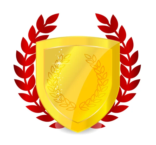 Placa de emblema de proteção dourada e lustrosa —  Vetores de Stock