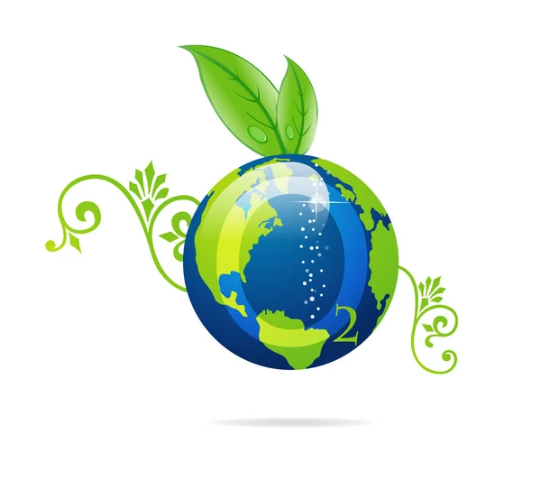 蓝色地球的绿色生态标志 — 图库矢量图片
