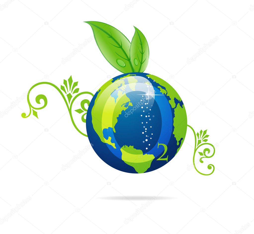 Green eco sign of blue earth