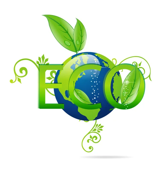 Eko yeşil ve açık mavi dünya sembolü — Stok Vektör