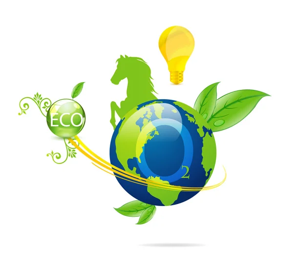 无锡思源自然绿色生态地球符号 — 图库矢量图片