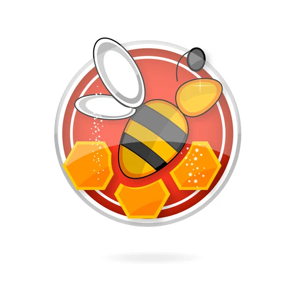 Biene aus Glas auf dem roten Kreis — Stockvektor