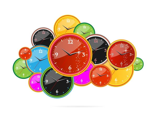 Creative clock red color on the white — Stock Vector