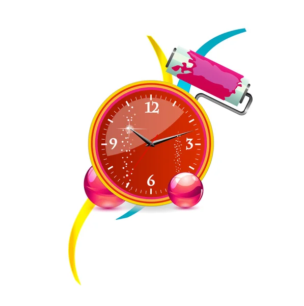 Horloge abstraite et tourbillon couleur rouge — Image vectorielle