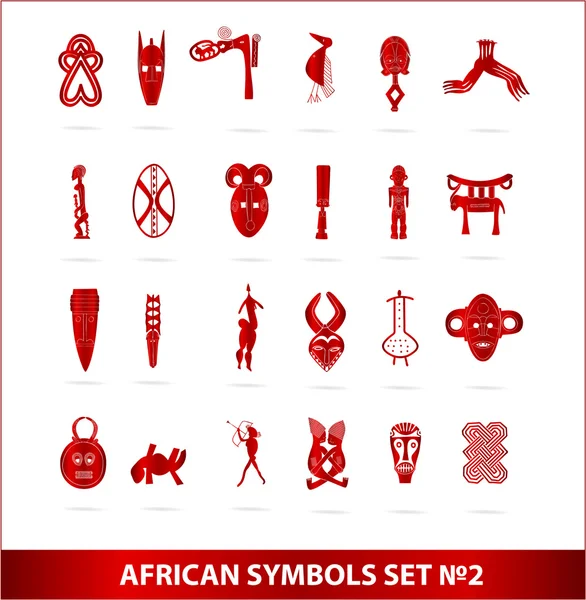 God african symbols set vector red color — Stock Vector