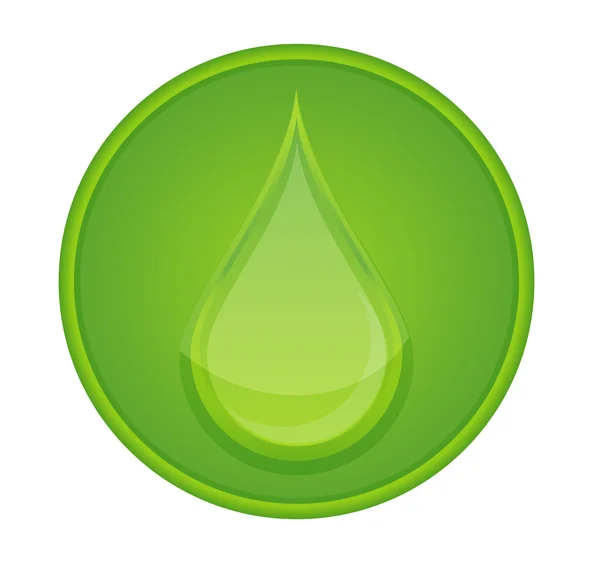 Vidro símbolo de gota verde no círculo — Vetor de Stock
