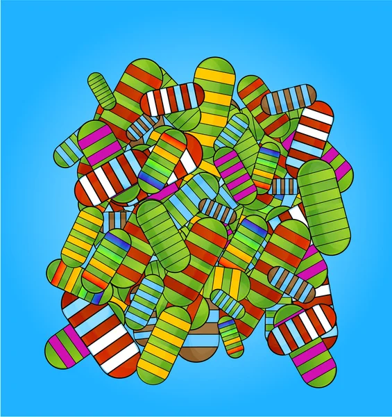 Verre pilules médiques colorées vitamines ensemble — Image vectorielle