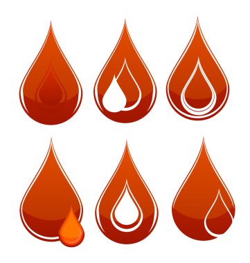 Medic blood drop sign set red color