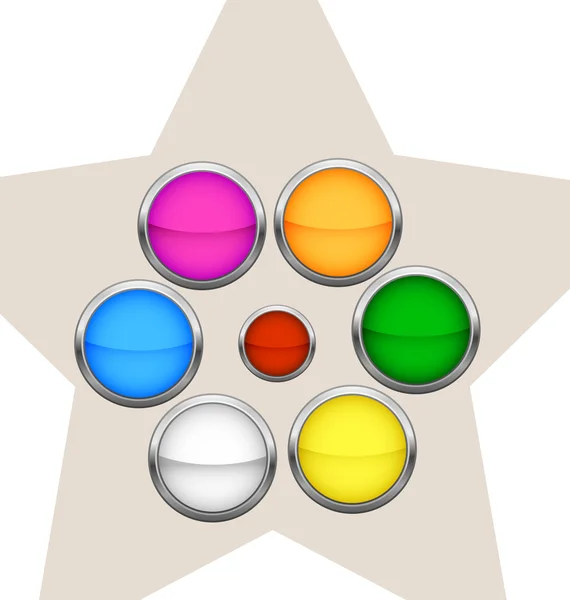 Ensemble de boutons de cercle métallique coloré isolé — Image vectorielle