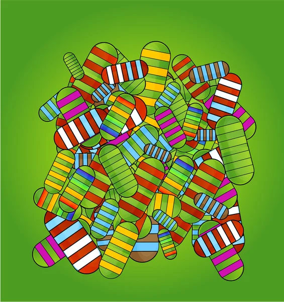 Pilules médicales symboles fond couleur verte — Image vectorielle