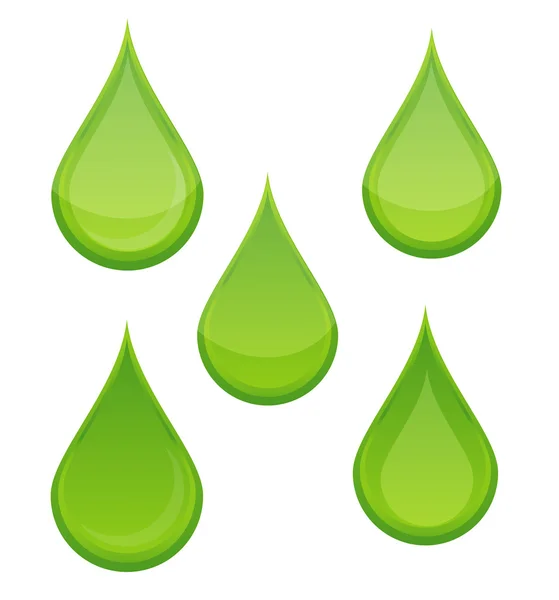 Natureza bio drop symbols set cor verde —  Vetores de Stock