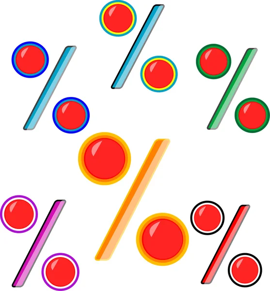 Colored and creative percentage symbols set — Stock Vector