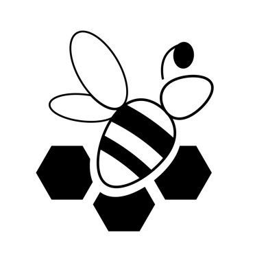 Striped bee sign black and white color clipart