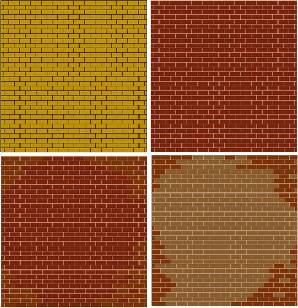 Paredes de ladrillo abstracto conjunto de color rojo texturizado — Archivo Imágenes Vectoriales