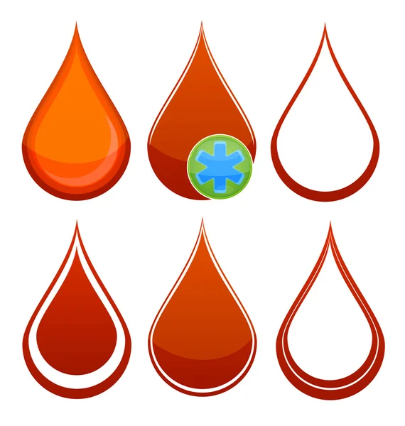 Glass medic blood drops set red color — Stock Vector