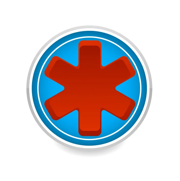 Medizinisches Symbol rote Farbe auf dem blauen Kreis — Stockvektor