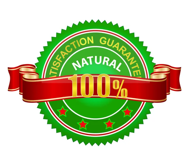 Natural emblem guaranteed label sign — Stock Vector