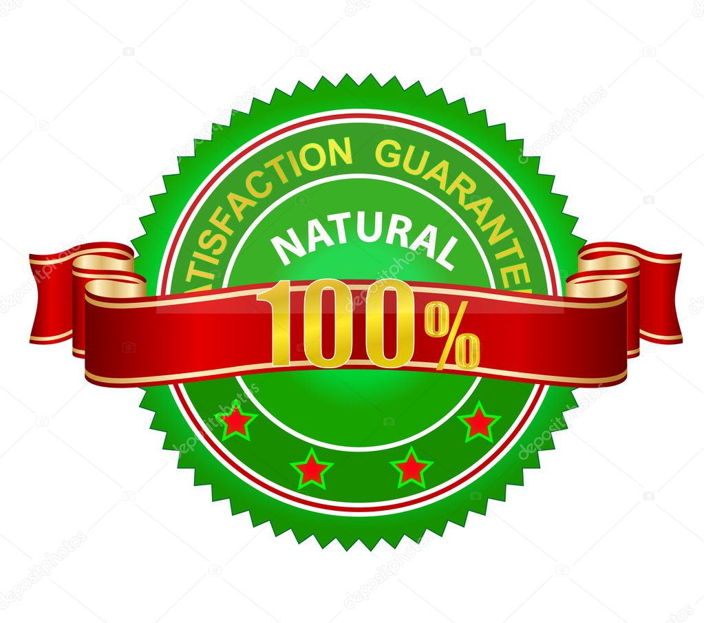 Natural emblem guaranteed label sign