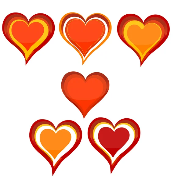 Amor corazones signo conjunto aislado — Vector de stock