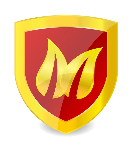 Leaf on the emblem gold color — Stock Vector