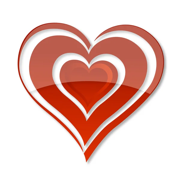 抽象的な渦巻バレンタイン ハートの赤い色 — ストックベクタ