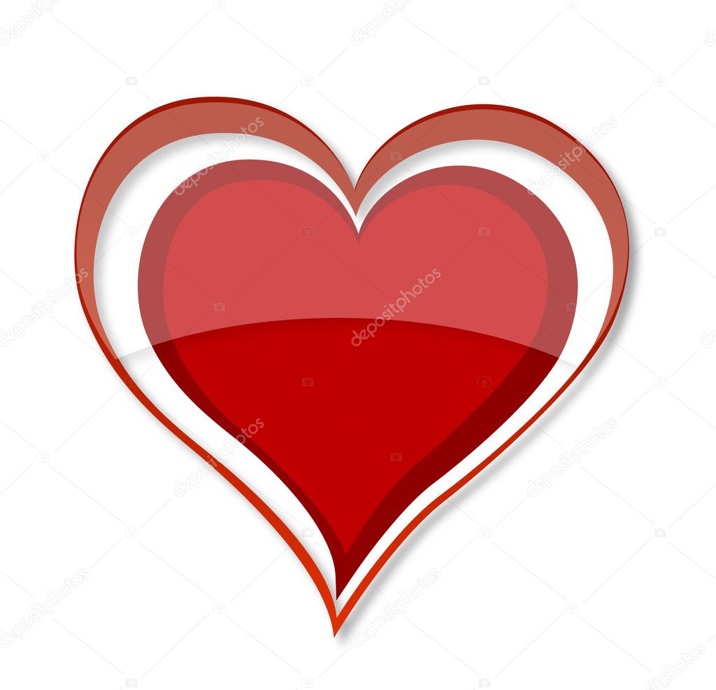 Shiny love heart symbol red color